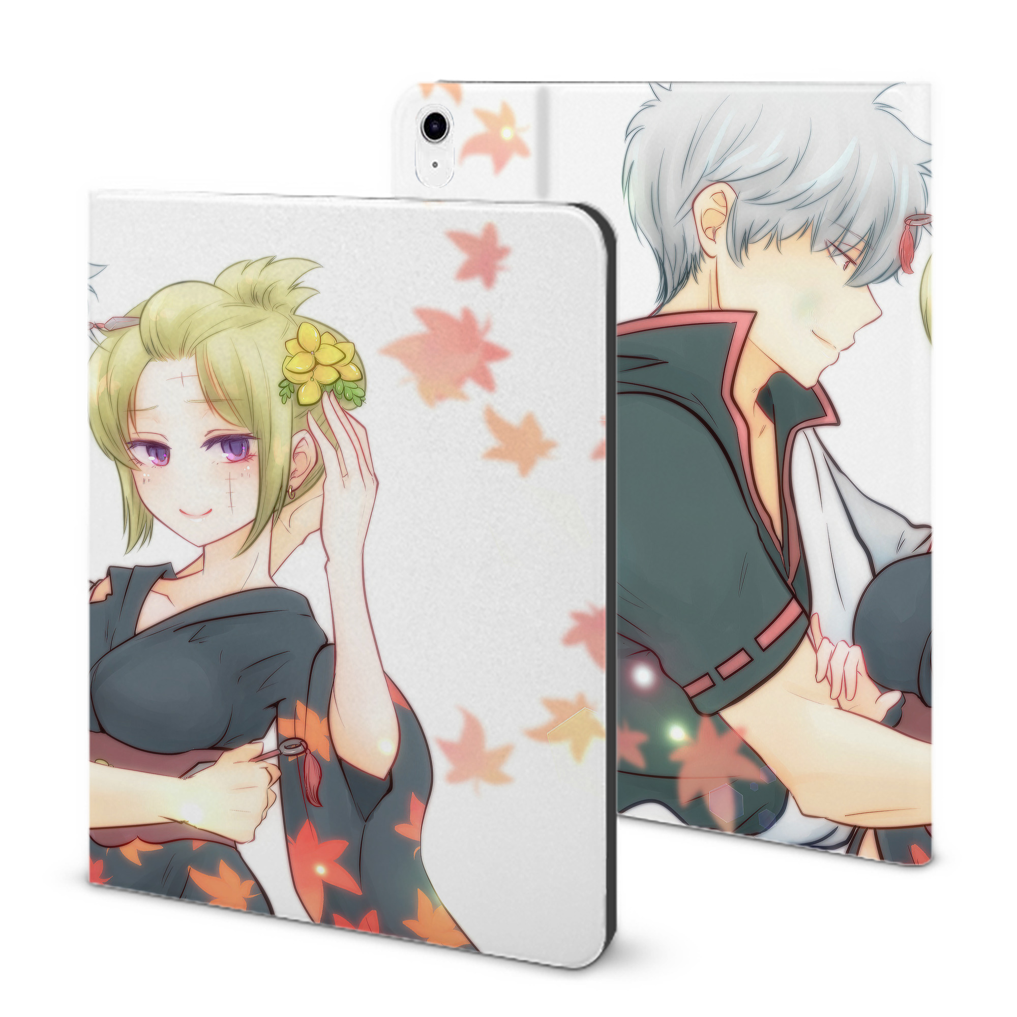 （画像用） ぎんたま 坂田銀時（さかたぎんとき） 神楽 志村新八（しむら しんぱち） GINTAMA Sakata Gintoki Kagura Shimura Shinpachi IPad ケース ブック型 PUレザー TPU 耐衝撃 軽量 薄型 ペン収納なし 全面保護 IPad 各モデル対応